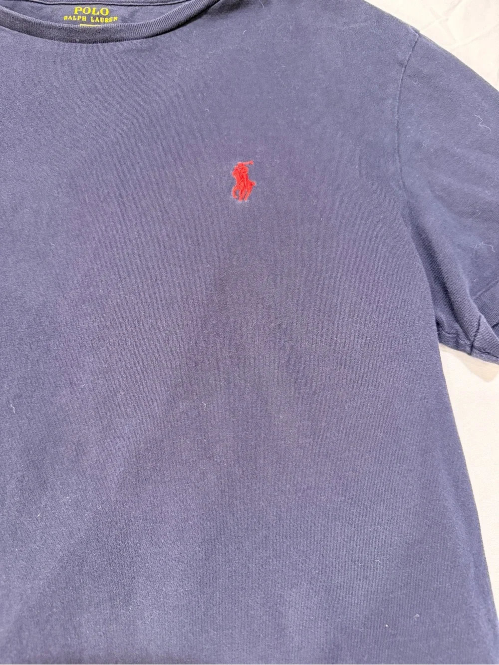 Polo by Ralph Lauren Navy T-Shirt with Yellow Logo Print
